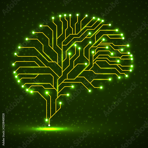 Abstract technological brain. Circuit board. Vector illustration