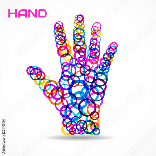 Abstract human hand of colorful overlapping circles for your design
