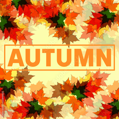 Autumn banner for design, inscription with leaves. Vector illustration