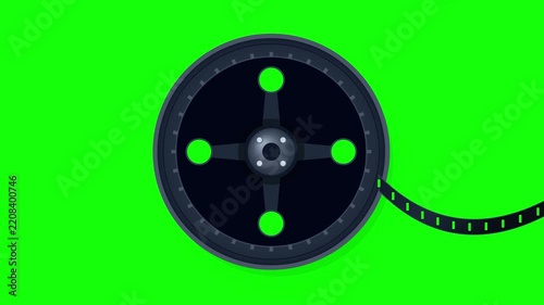 Retro Film Reel Spinning Continuously with Tape