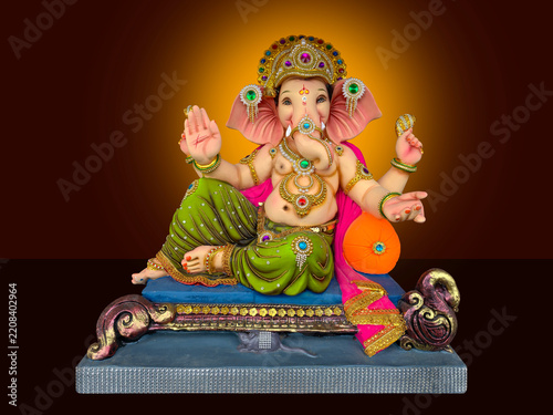 Canvas Print Lord ganesha , Hindu lord ganesha with beautiful Divine background, Ganpati, Gan
