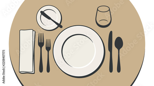 Formal Place Setting Vector Illustration