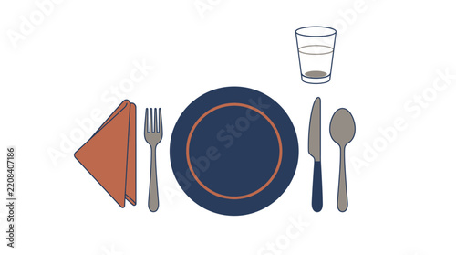 Minimalist Place Setting Vector Illustration