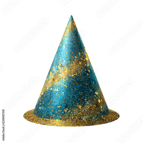 Realistic Party Hat with Glitter and Soft Shadow Festive Celebration Hat Isolated