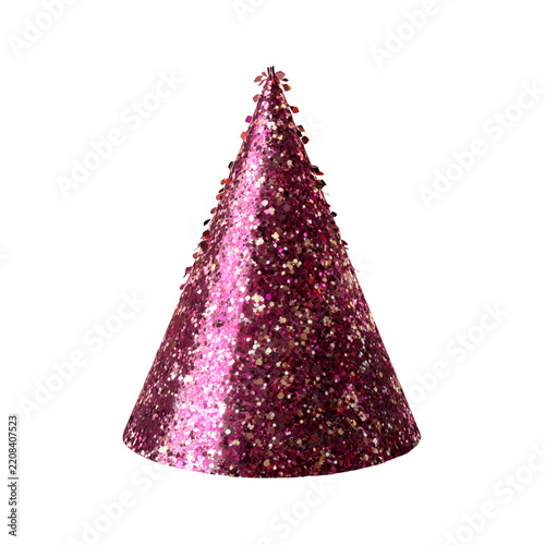 Realistic Party Hat with Glitter and Soft Shadow Festive Celebration Hat Isolated