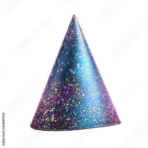 Realistic Party Hat with Glitter and Soft Shadow Festive Celebration Hat Isolated