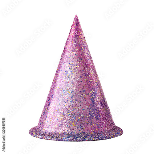 Realistic Party Hat with Glitter and Soft Shadow Festive Celebration Hat Isolated