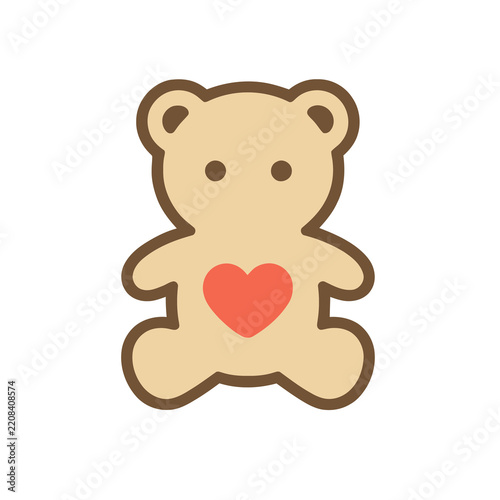Teddy bear with heart icon isolated on transparent background