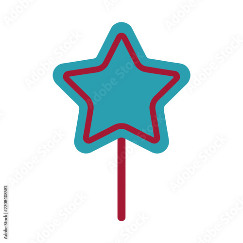 Teal star lollipop on a stick