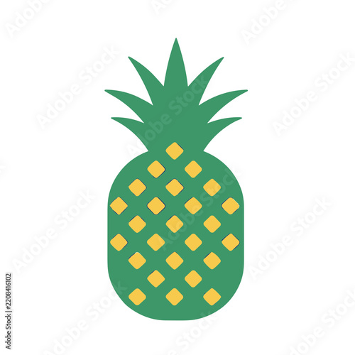 Stylized Green Pineapple with Yellow Diamond Pattern