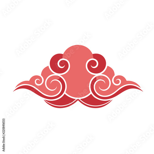 Stylized Red Cloud with Swirls
