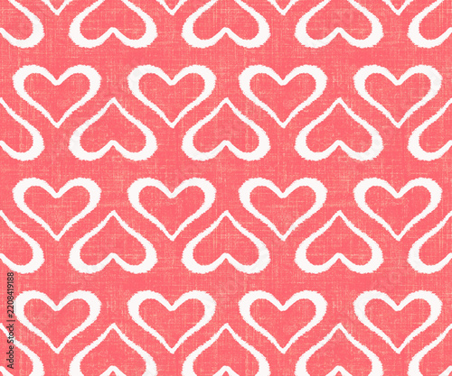 Pink and White Heart Pattern with Hand Drawn Textured Retro Design