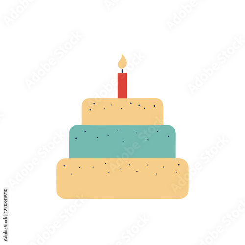 Three-tiered cake with a red candle
