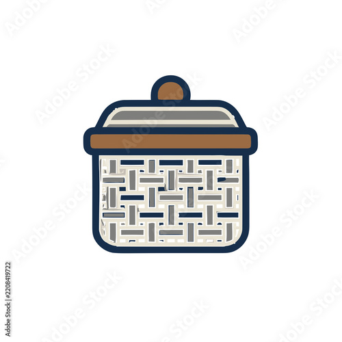 Woven basket with lid illustration
