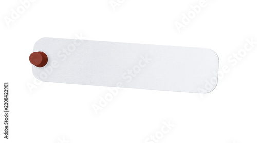 Blank white retail price tag, clean rounded product label with brown string, minimalist packaging template for ecommerce, branding, clothing and merchandise