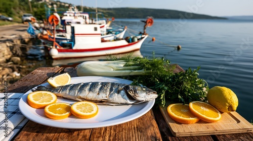 Seaview Pier Table with Whole Fish and Citrus