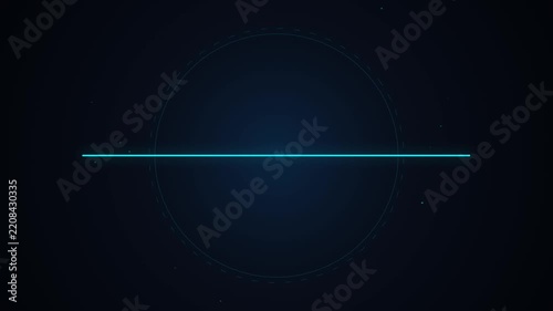 Futuristic digital scanner interface animation with cyan glowing line and circular elements