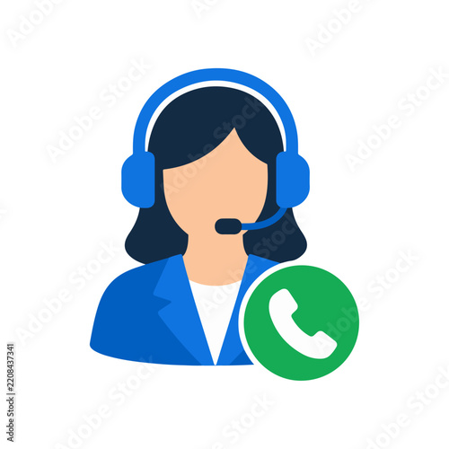 Support Call Icon with Agent Headset