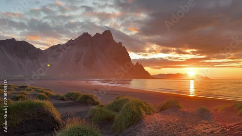 Golden Dawn Above Vestrahorn and Black Sand Beach