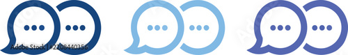 Set of three blue speech bubble icons with ellipsis symbols