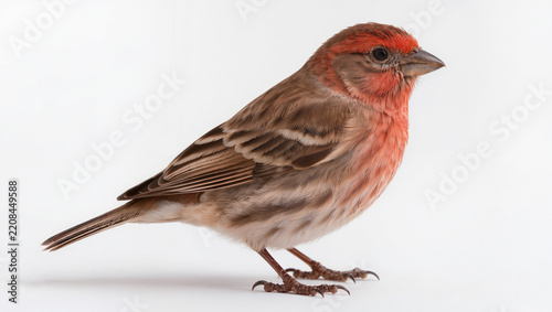 Male Red Finch House Finch Isolated on Seamless White Background