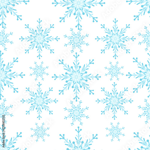 Seamless winter pattern with snowflakes. Vector graphics.