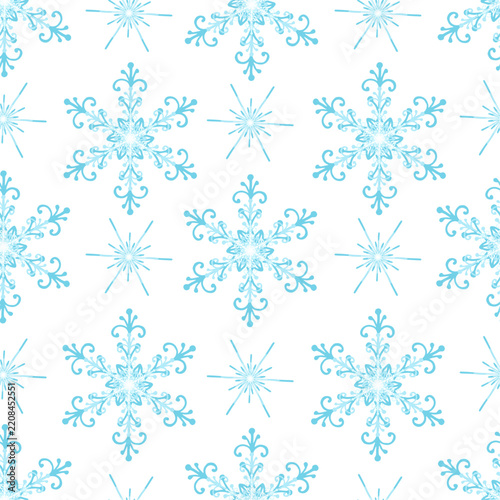 Seamless winter pattern with snowflakes. Vector graphics.
