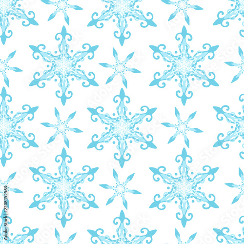 Seamless winter pattern with snowflakes. Vector graphics.