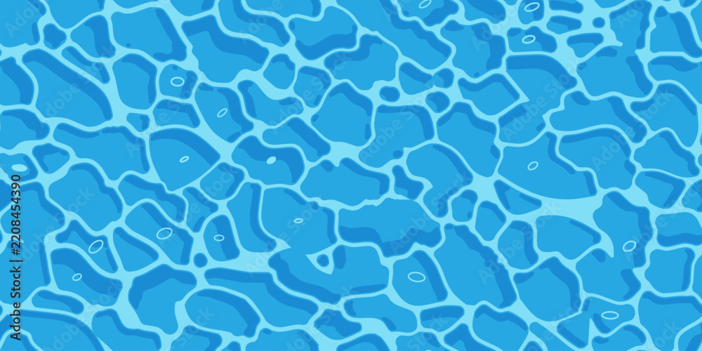 Fototapeta premium Seamless water caustics texture bright blue pool ripple background