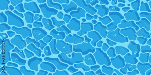 Seamless water caustics texture bright blue pool ripple background