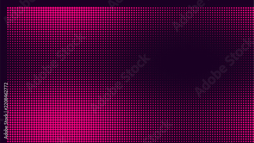 Abstract pink halftone grid pattern with square dots on a dark background, digital texture for technology and science themes