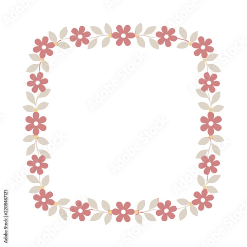 Floral border with pink flowers and beige leaves