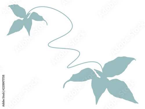 Minimalist Soft Teal Floral Leaf Vine Design Vector Illustration Isolated on White Background