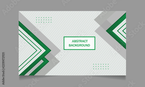 Modern Green Geometric Presentation Banner Background with Abstract Shapes, Clean Lines, Elegant Layers and Professional Corporate Design
