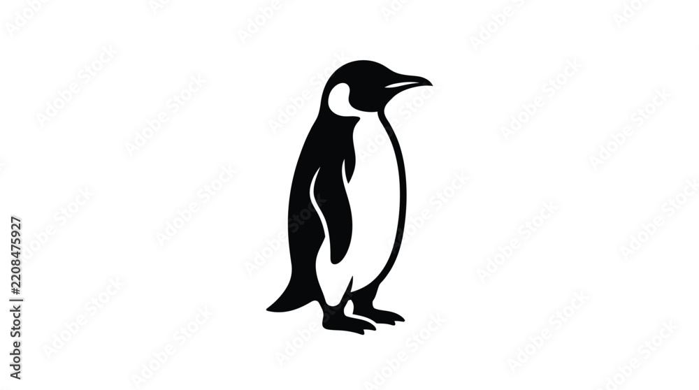 Obraz premium A black and white penguin silhouette against a white background