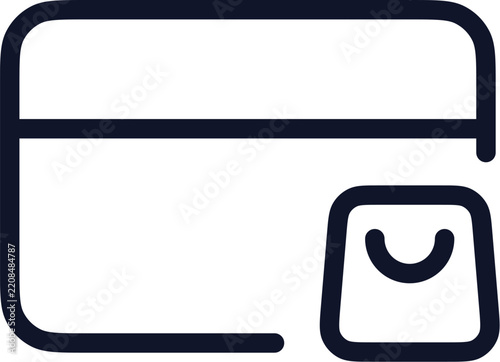 Card payment line icon with shopping bag
