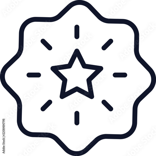 Best seller star badge line icon
