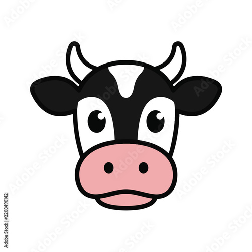 Cute Cartoon Black and White Cow Head Graphic