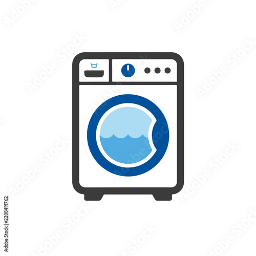 Front Loading Washing Machine Flat Icon Illustration