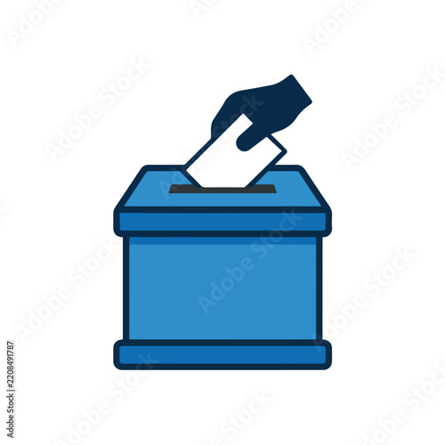 Hand Inserting Ballot into Blue Ballot Box