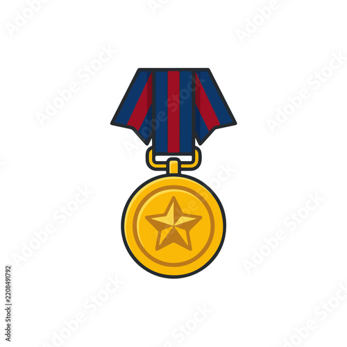 Gold Star Medal with Blue and Red Striped Ribbon