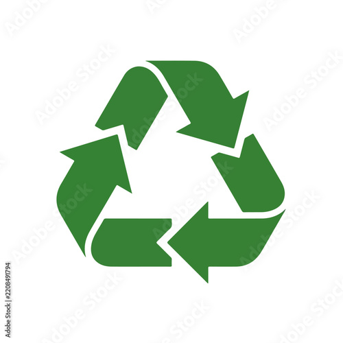 Green Triangular Recycling Symbol with Interlocking Arrows