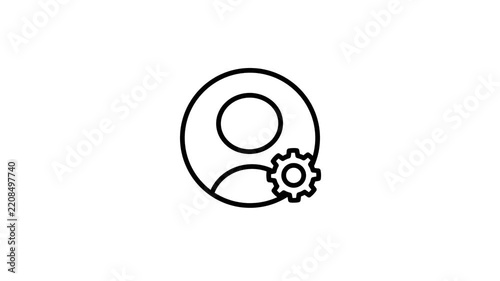 Minimalist black and white user settings icon animation on a clean white background for web and app design projects.