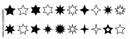 Black star silhouettes vector il… set with simple line art design featuring sketches, drawings, vector graphics with minimalist and simple illustrations