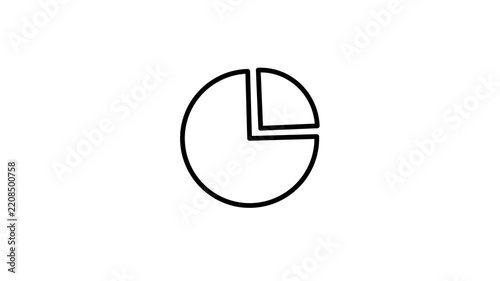Animated Line Art Pie Chart Icon Loop On White Background For Business Data And Analytics.