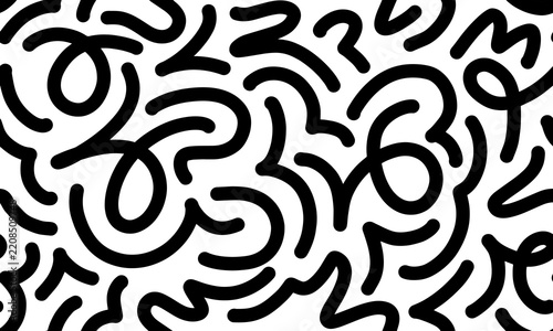 Fun line doodle seamless pattern. Creative minimalist style art background for children or trendy design with basic shapes. vector illustration.