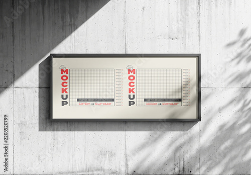 Horizontal Billboard on Concrete Wall Mockup