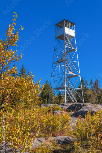 St. Regis Fire Tower near Paul Smiths, NY, Adirondacks on a crisp clear Autumn morning 