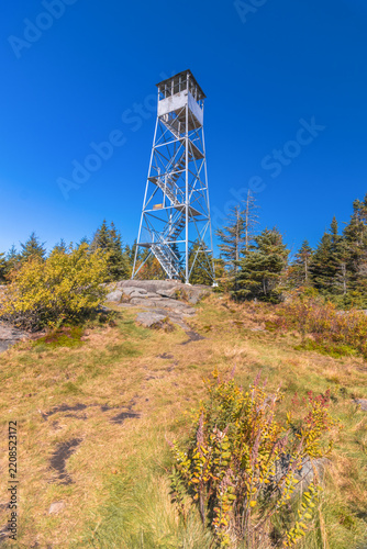 St. Regis Fire Tower near Paul Smiths, NY, Adirondacks on a crisp clear Autumn morning 