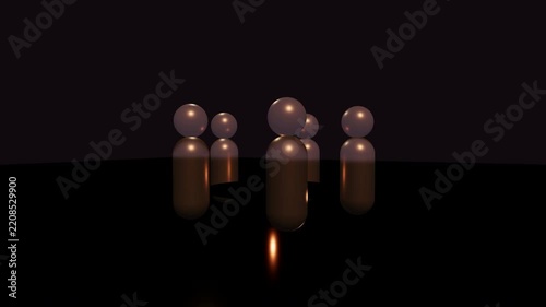 Corporate Team Collaboration: A 3D motion graphic featuring glowing abstract glass figures standing together in a dark environment, symbolizing corporate teamwork, business strategy, and leadership.